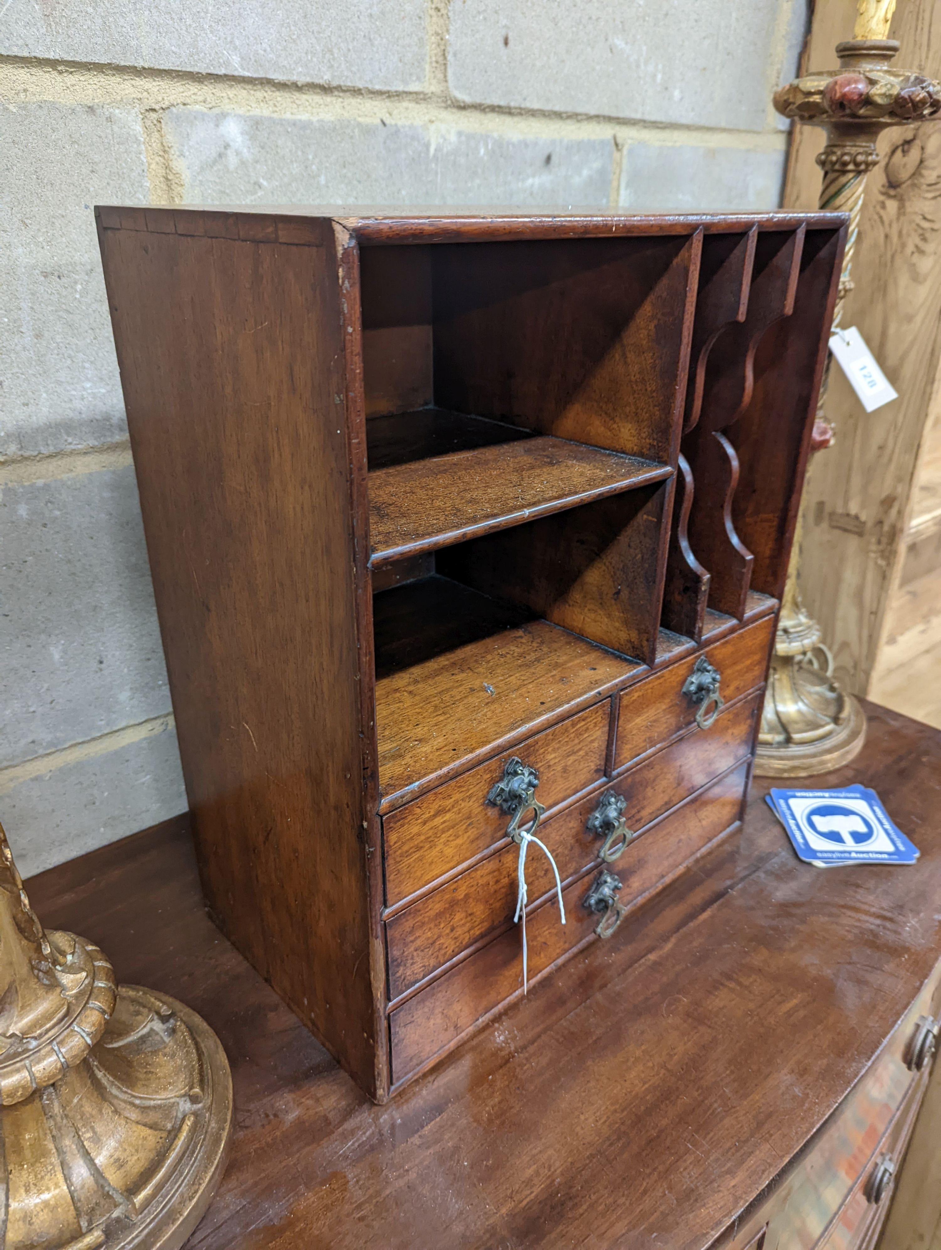 A Victorian mahogany stationery cabinet, width 39cm, depth 22cm, height 48cm